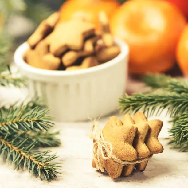 Gingerbread Cookie. Fragrant tangerines. NewYear. Gift