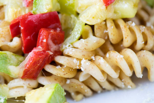 This is a close-up of a colorful salad with fresh vegetables. It is also perfect for a healthy image.