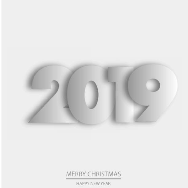 istock Happy New Year or Christmas background with white paper text. 2019. Vector 1057389544