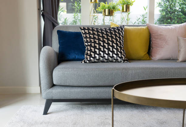 istock modern eclectic  living room with Colorful pillow on sofa 1057399046