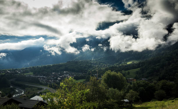 Clouds over the Tour du Mont Blanc Trail stock photo