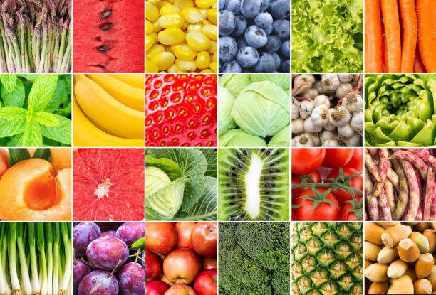 istock Fresh organic various vegetables and fruits collage 1057432118