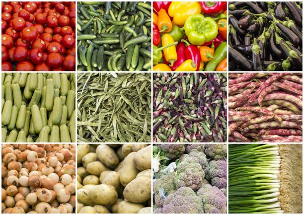 istock Fresh organic various vegetables and fruits collage 1057432164