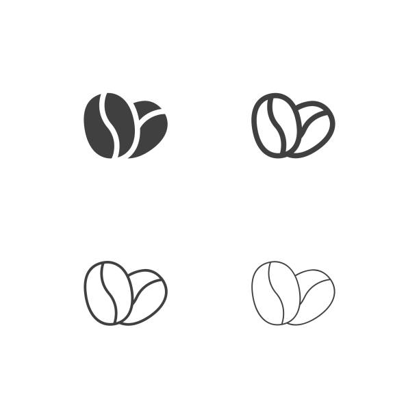 kaffeebohne icons - multi serie - geröstete kaffeebohne stock-grafiken, -clipart, -cartoons und -symbole