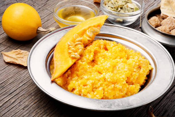 istock Pumpkin porridge and pumpkins 1057446104