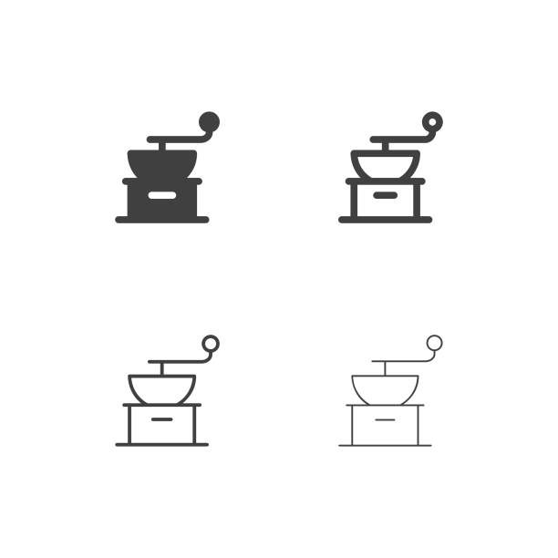 кофейная молоть иконки - multi серии - grind stock illustrations