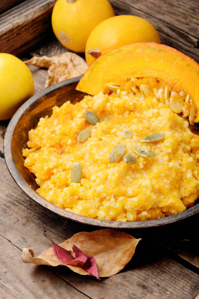 istock Autumn porridge with pumpkin 1057446154