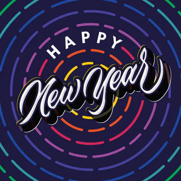 Vector illustration of happy new year lettering typography poster