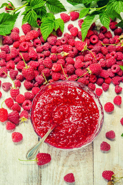 istock Raspberries on a wooden background. Selective focus. Food. 1057459062