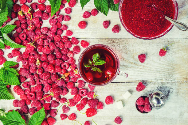 istock Raspberries on a wooden background. Selective focus. Food. 1057459082
