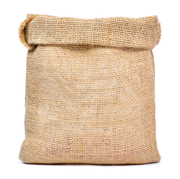 istock Empty burlap sack or sackcloth bag, isolated on white background 1057471446