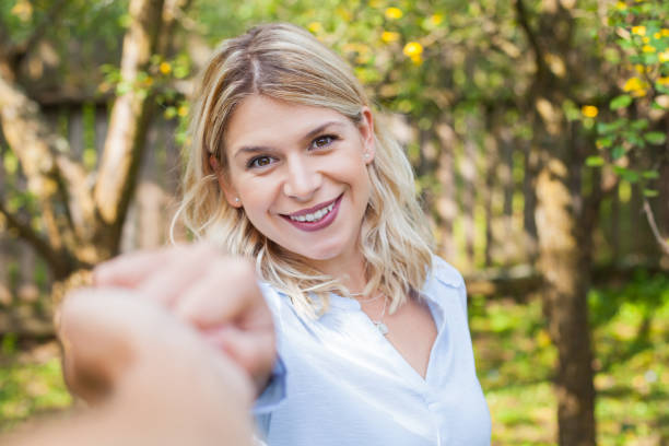 istock Charming blonde woman in love 1057477736