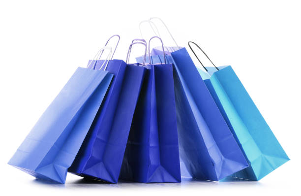 istock Paper shopping bags isolated on white 1057478286
