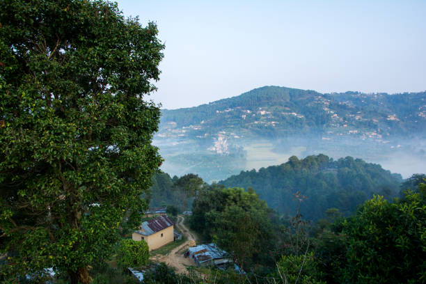 istock Village land covered by fog 1057479958