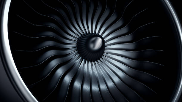 istock 3d Illustration of jet engine, close-up view jet engine blades 1057483220