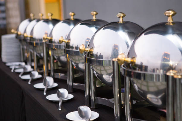 istock Chafing dishes on the table at the luxury banquet 1057484764