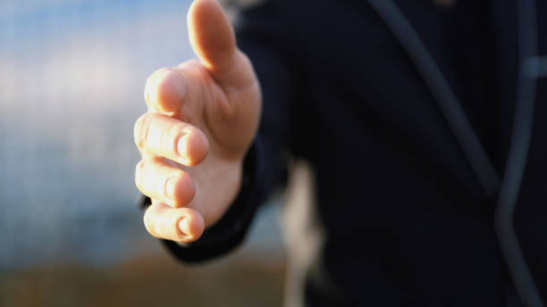 istock Closeup of extended man hand 1057485568