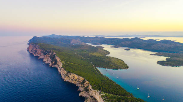 Seascape with islands, Croatia, Kornati Seascape with picturesque islands and cliffs, Croatia dugi otok island stock pictures, royalty-free photos & images