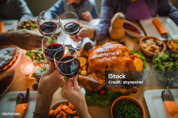 Cheers To This Great Thanksgiving Dinner Stock Photo - Download Image Now - Thanksgiving - Holiday, Christmas, Dinner