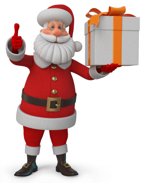 istock 3d illustration Cheerful  Santa Claus with gift 1057500770