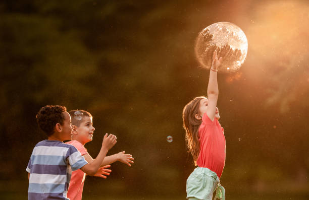 istock Splashing rainbow bubble in nature! 1057502318