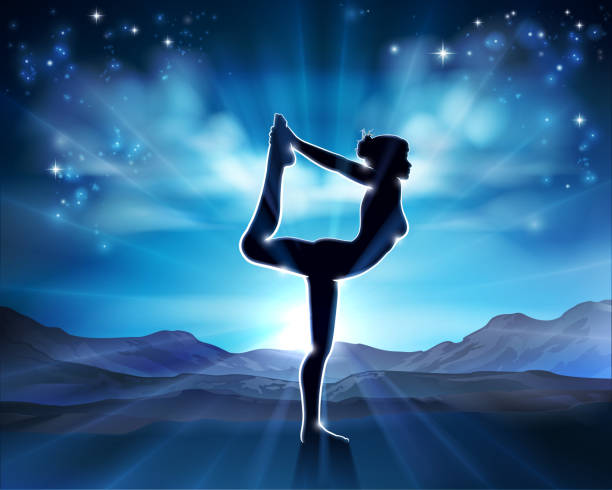 istock Woman Yoga Pilates Pose Silhouette Background 1057502356