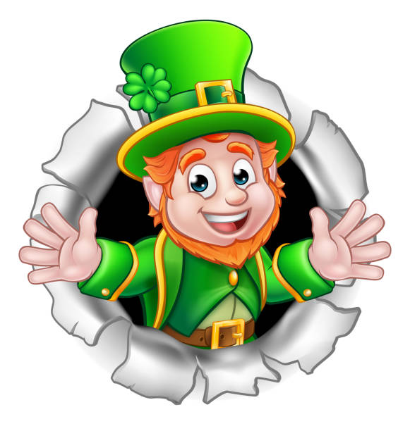 ilustraciones, imágenes clip art, dibujos animados e iconos de stock de personaje de dibujos animados de día de duende san patricio - st patricks day irish culture child leprechaun