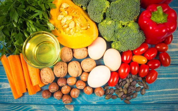 istock Healthy food, dieting concept. Assortment of high vitamin E sources. 1057511510