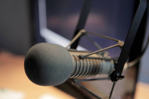 istock Microphone in the recording room 1057513028