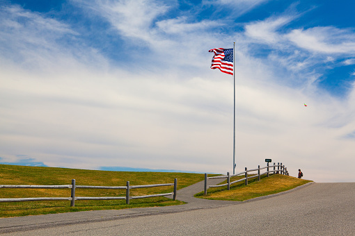 American Flags with Clouds