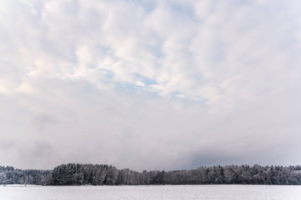 istock White winter landscape forest and fields countryside 1057529410