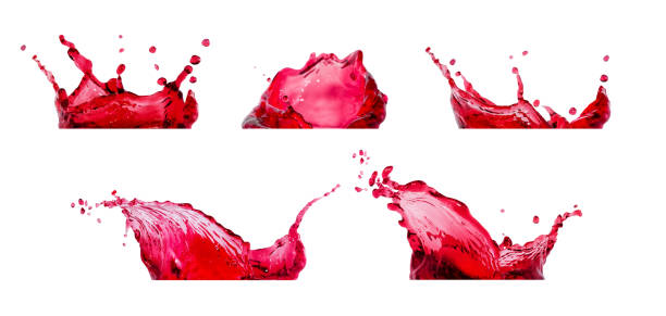 collezione di schizzi rossi - liquid water splashing pouring foto e immagini stock