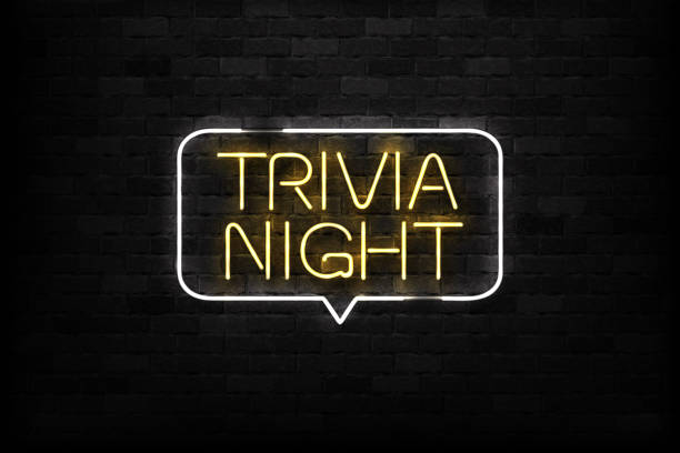Vector realistic isolated neon sign of Trivia Night logo for decoration and covering on the wall background. Vector realistic isolated neon sign of Trivia Night logo for decoration and covering on the wall background. quiz night stock illustrations