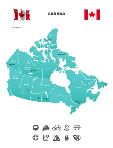 Vector illustration of Map of Canada