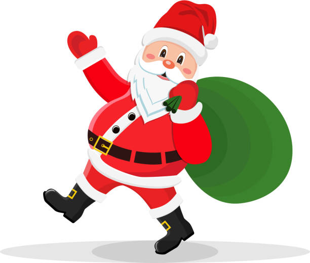 istock Santa Claus Walking with Bag of Presents 1057556188