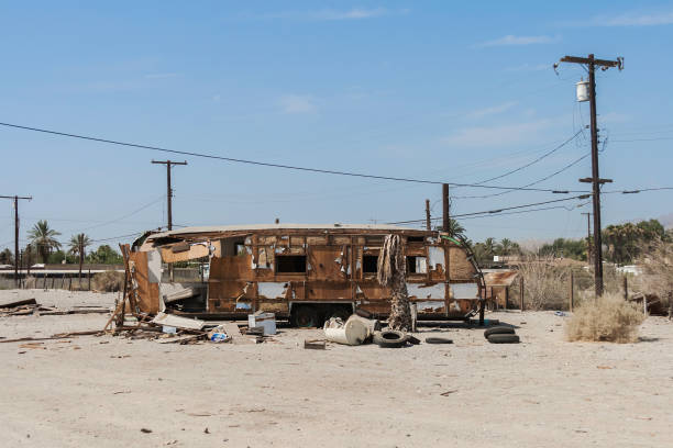 istock Torn and abandoned trailer in Salton Sea, CA, USA 1057556430