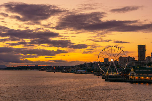 istock Seattle waterfront skyline at dusk, WA, USA 1057556500