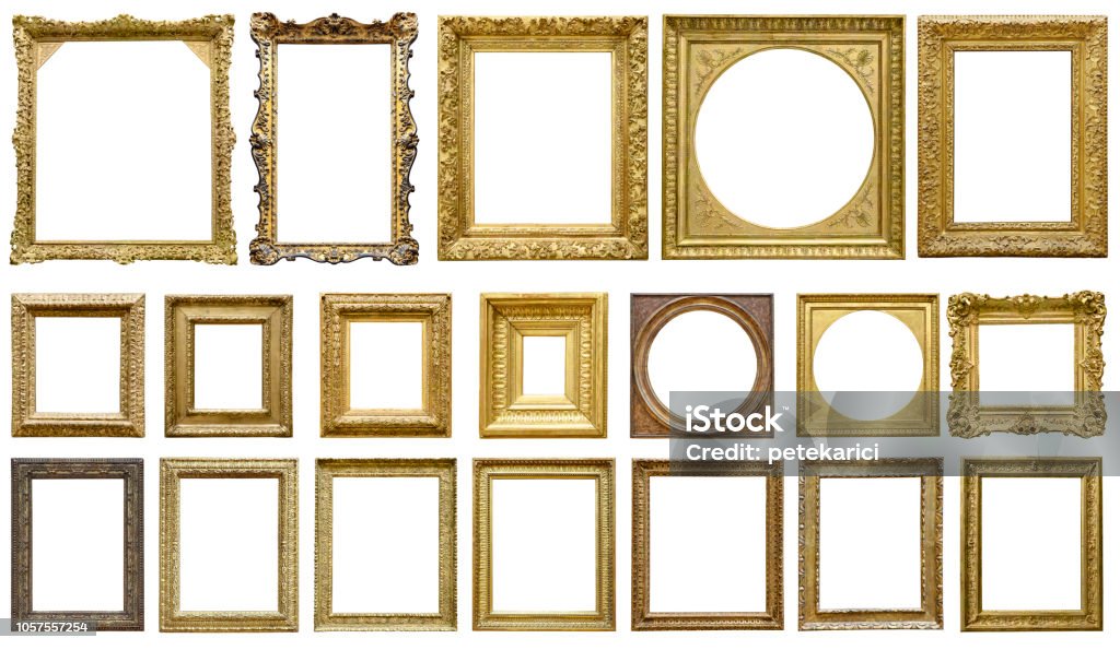 Golden vintage frame isolated on white background (All clipping paths included) Golden vintage frame isolated on white background (Clipping Path) Picture Frame Stock Photo