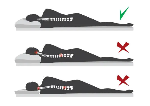 Vector illustration of Best and worst positions for sleeping pregnant women, illustration