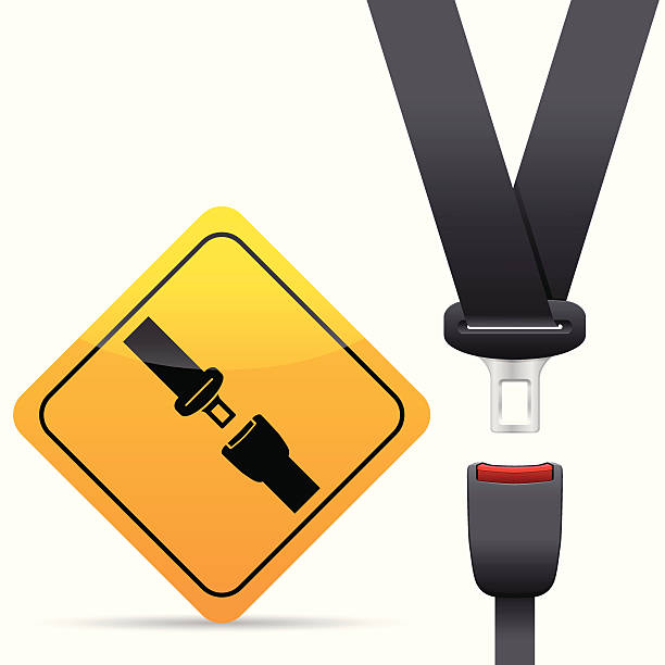 seat belt and warning sign vector art illustration