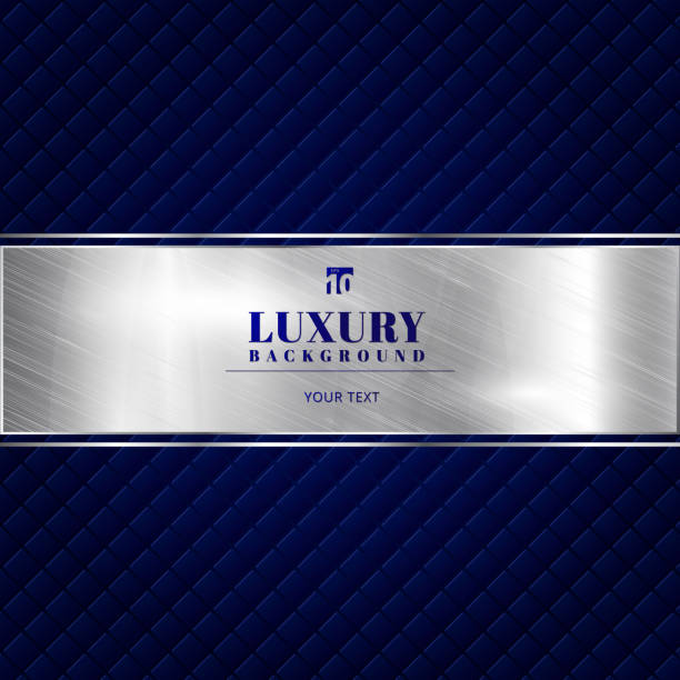 illustrations, cliparts, dessins animés et icônes de fond du luxe invitation bleu avec un motif de texture carrés et bannière ruban argent. - platinum card