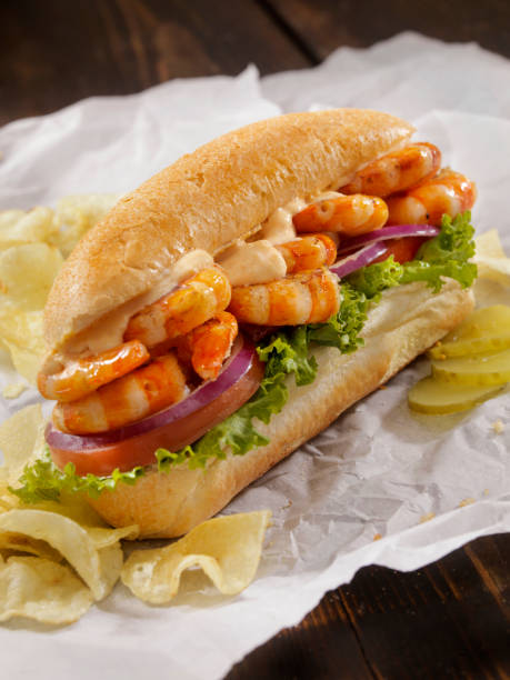 istock Grilled Shrimp Po Boy Sub with Spicy Mayo 1057568066