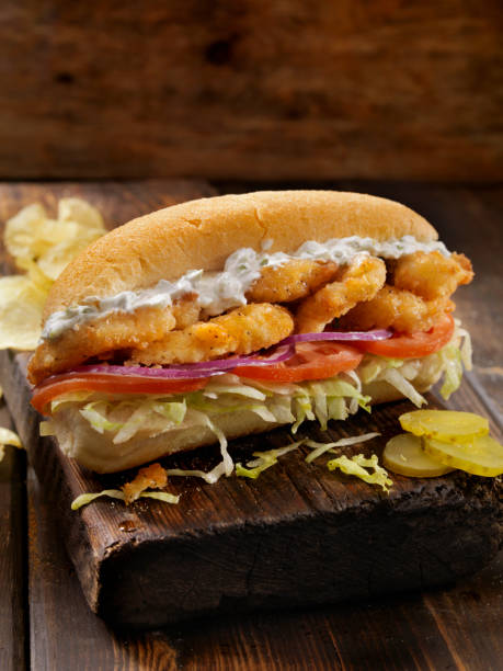 istock Fried Calamari Po Boy Sub with Tzatziki Sauce 1057569520