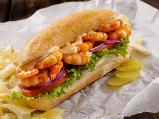 istock Grilled Shrimp Po Boy Sub with Spicy Mayo 1057569526