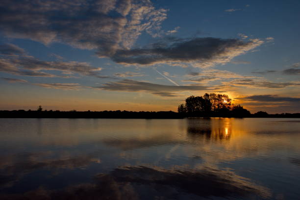 istock Amazing sunset on the Siberian river Ob 1057569846