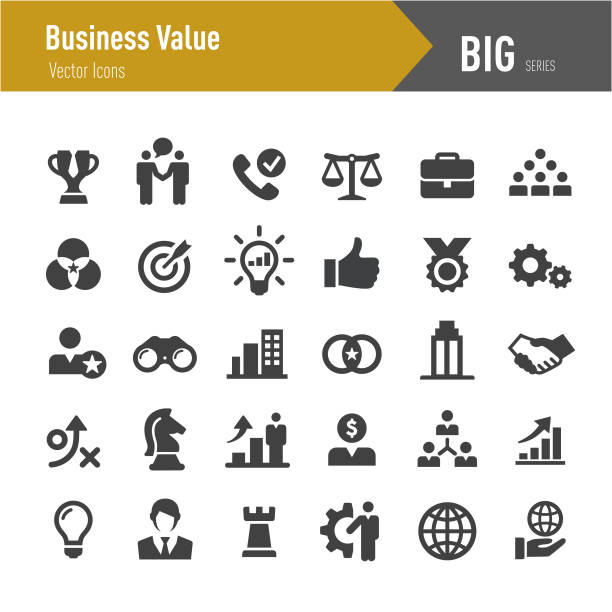 business value icons - serie big - determination business person gear leadership stock-grafiken, -clipart, -cartoons und -symbole