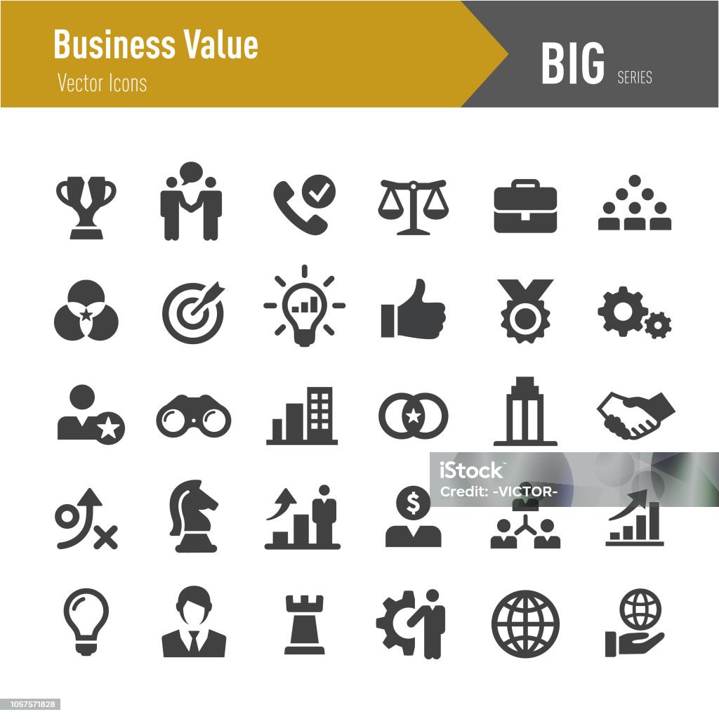 Business Value Icons - Big Series Business, Value, performance, marketing, teamwork, Icon Symbol stock vector