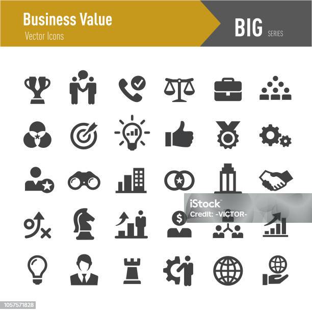 Business Value Icons Big Series Stock Illustration - Download Image Now - Icon Symbol, Strategy, Determination