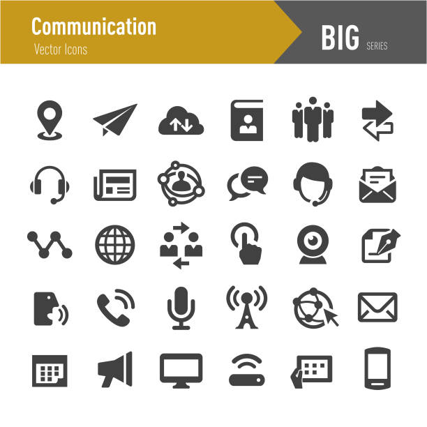 ilustraciones, imágenes clip art, dibujos animados e iconos de stock de iconos de la comunicación - grandes series - comunicación