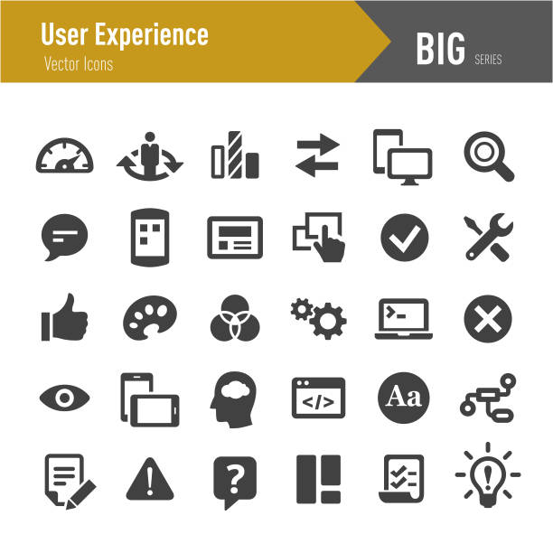 ilustrações, clipart, desenhos animados e ícones de ícones de experiência do usuário - série grande - business service expertise technology